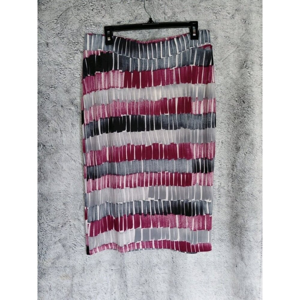 Made by Johnny‎ Pencil Skirt XXL Maroon Grey Knee Length Bodycon Career Business
